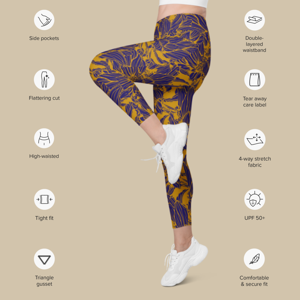 Ochre Blossom Pocket Leggings