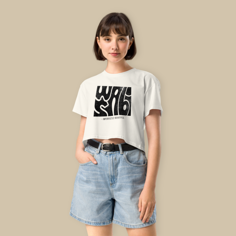 Wabi Sabi Cream Black Fashion Crop Top