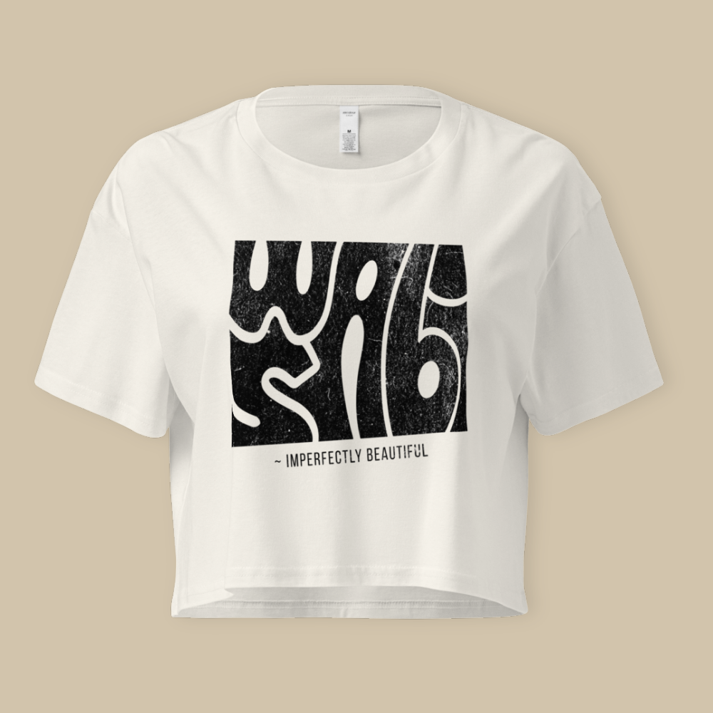 Wabi Sabi Cream Black Fashion Crop Top