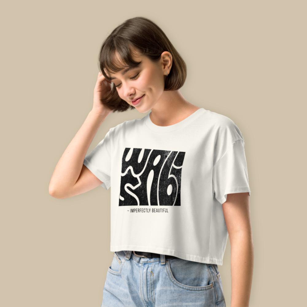 Wabi Sabi Cream Black Fashion Crop Top