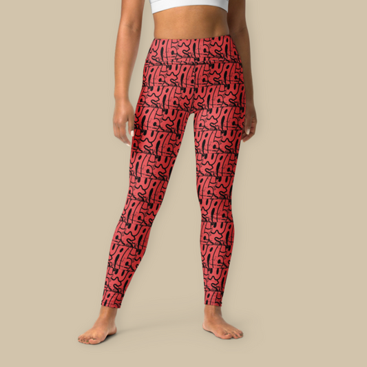 Wabi-Sabi Coral High Waisted Leggings